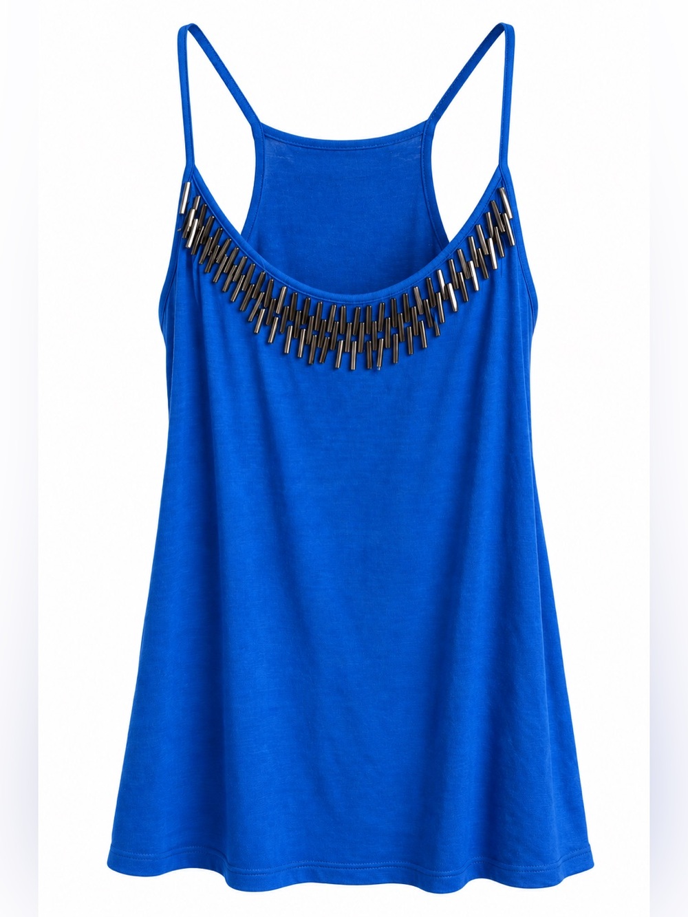 Vintage Y2K HKR Collections Blue Embellished Neckline Racerback Tank Top Size